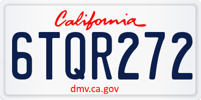 CA license plate 6TQR272