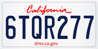 CA license plate 6TQR277