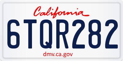 CA license plate 6TQR282