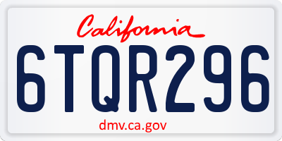 CA license plate 6TQR296