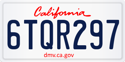 CA license plate 6TQR297