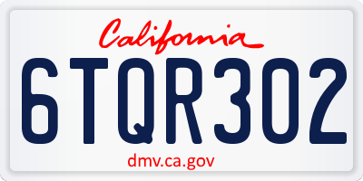 CA license plate 6TQR302