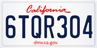 CA license plate 6TQR304