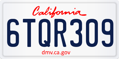 CA license plate 6TQR309