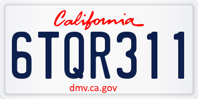 CA license plate 6TQR311