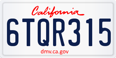 CA license plate 6TQR315