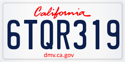 CA license plate 6TQR319