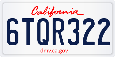 CA license plate 6TQR322