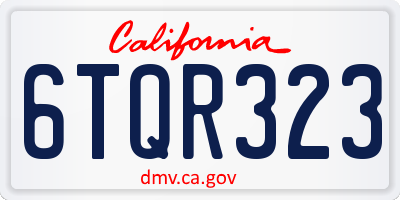 CA license plate 6TQR323