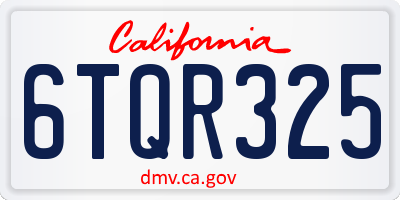 CA license plate 6TQR325