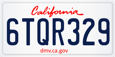 CA license plate 6TQR329