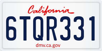 CA license plate 6TQR331