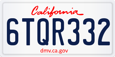 CA license plate 6TQR332