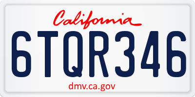 CA license plate 6TQR346