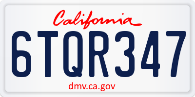 CA license plate 6TQR347