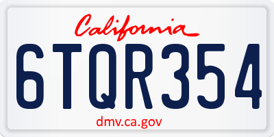 CA license plate 6TQR354