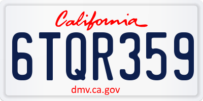 CA license plate 6TQR359