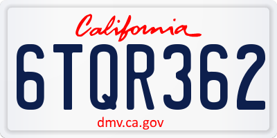 CA license plate 6TQR362