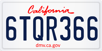 CA license plate 6TQR366