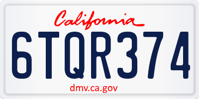 CA license plate 6TQR374