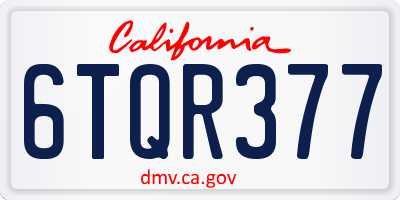 CA license plate 6TQR377