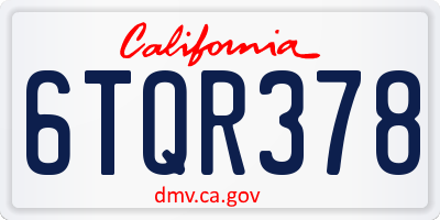 CA license plate 6TQR378