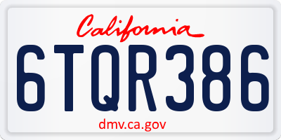 CA license plate 6TQR386