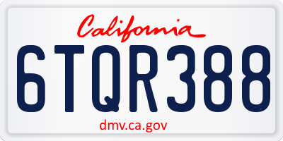 CA license plate 6TQR388