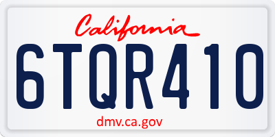 CA license plate 6TQR410