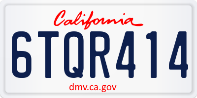 CA license plate 6TQR414