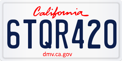 CA license plate 6TQR420