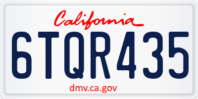 CA license plate 6TQR435