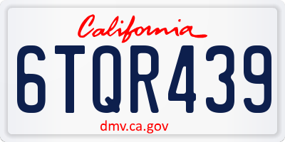 CA license plate 6TQR439