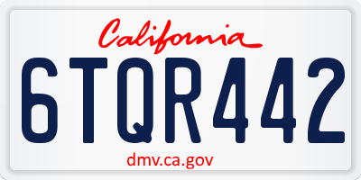 CA license plate 6TQR442