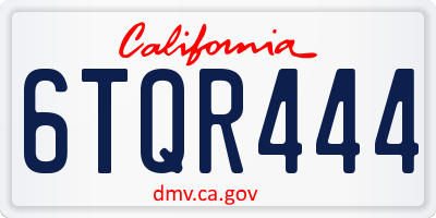 CA license plate 6TQR444