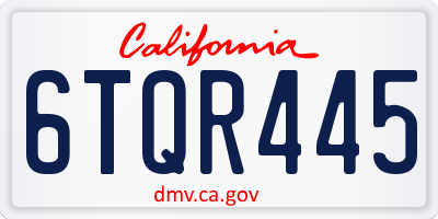 CA license plate 6TQR445