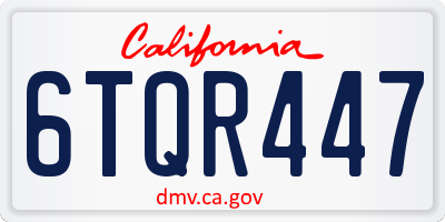 CA license plate 6TQR447