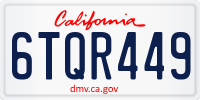 CA license plate 6TQR449