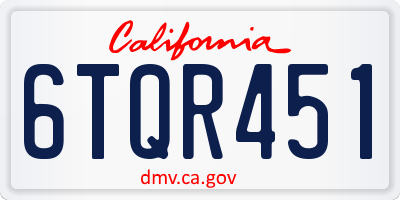 CA license plate 6TQR451