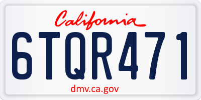 CA license plate 6TQR471