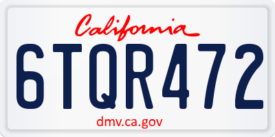 CA license plate 6TQR472