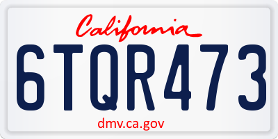 CA license plate 6TQR473