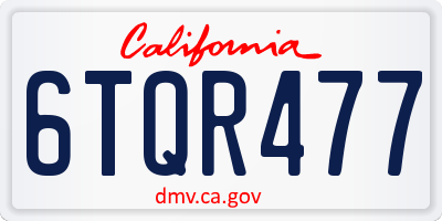 CA license plate 6TQR477