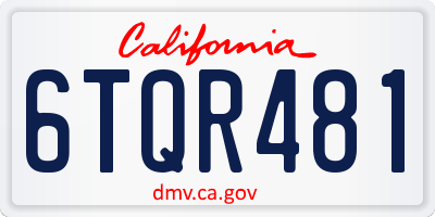 CA license plate 6TQR481