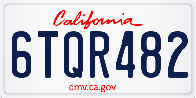 CA license plate 6TQR482