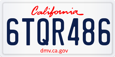 CA license plate 6TQR486