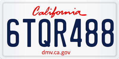 CA license plate 6TQR488