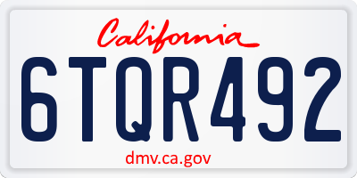 CA license plate 6TQR492