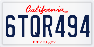 CA license plate 6TQR494