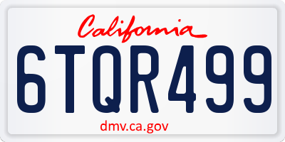 CA license plate 6TQR499